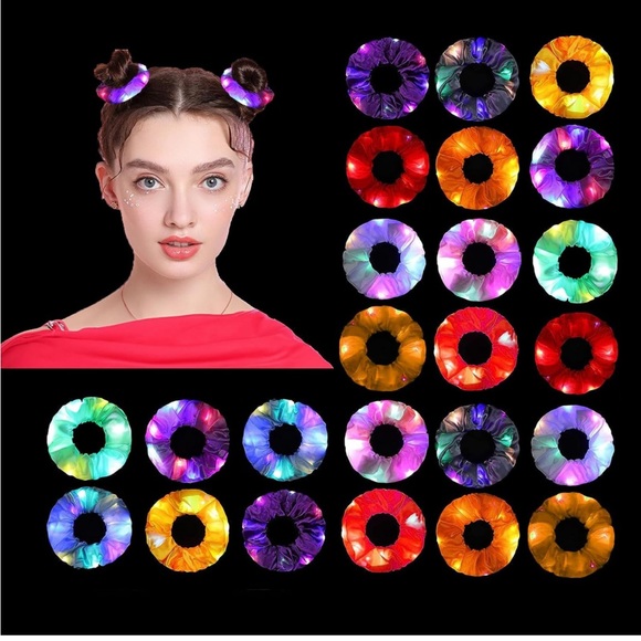 1-Light Up Scrunchie LED Hair Scrunchie Neon Elastic Led Glow Hair Scr… - Picture 5 of 6